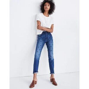 Madewell The High-Rise Slim Boy Jean Beaded Flowers Embroidered Size 33